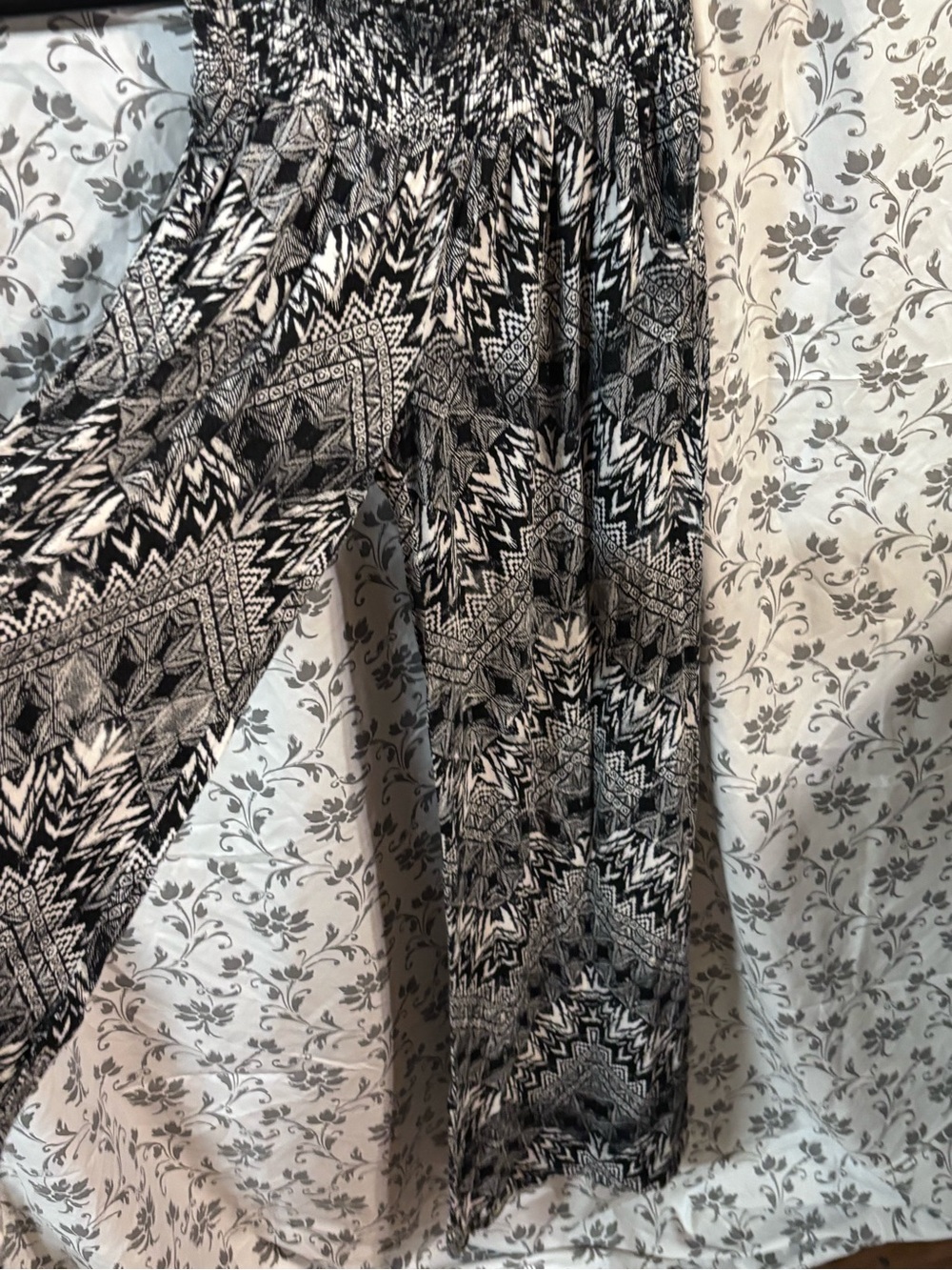Mossimo Supply Co. Black & White Geometric Wide-Leg Jumpsuit